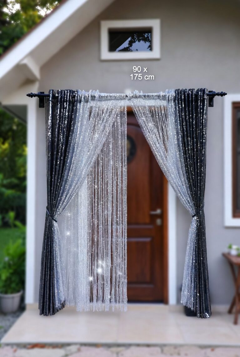 90 x 175 cm Silver Sparkling Curtains – Premium Decorative Glam Finish in Ghana