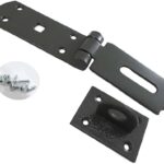 8" Heavy Duty Black Door Hasp and Staples