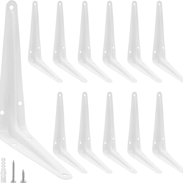 10" x 12" Heavy Duty L Shaped Shelf Bracket-White