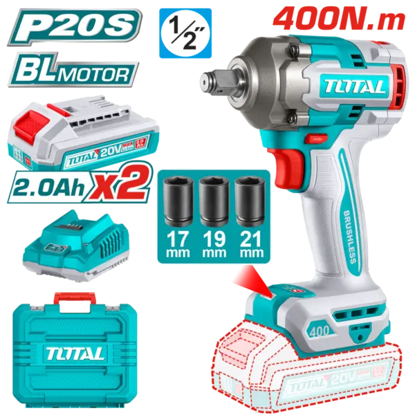400Nm Total Cordless Impact Wrench TIWLI2040