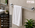 22” Quality Silver Towel Hanger for Bathroom, Kitchen and Room – Neat Wall Storage for Towels - Image 2